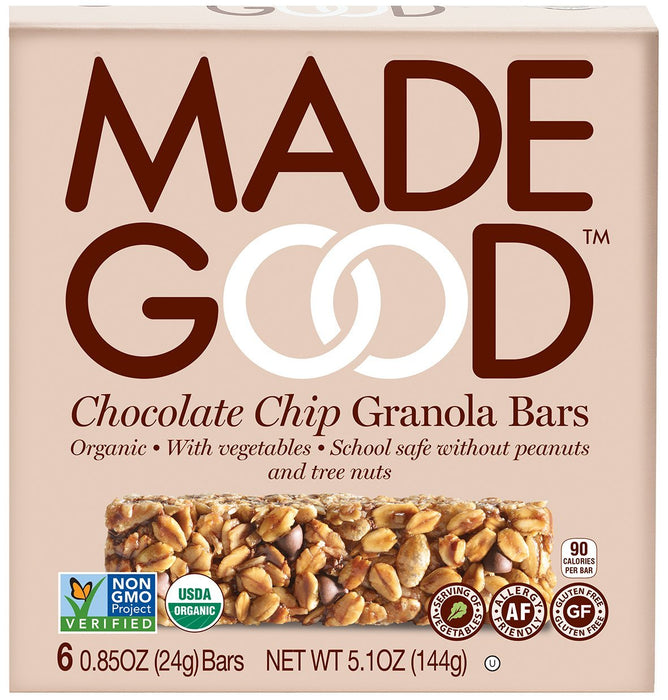 Made Good  Organic Granola Bar Chocolate Chip   6/.85 Oz