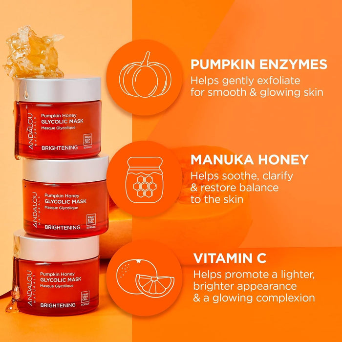 Andalou Naturals Glycolic Brightening Mask Pumpkin Honey 1 Each 1.7 Oz