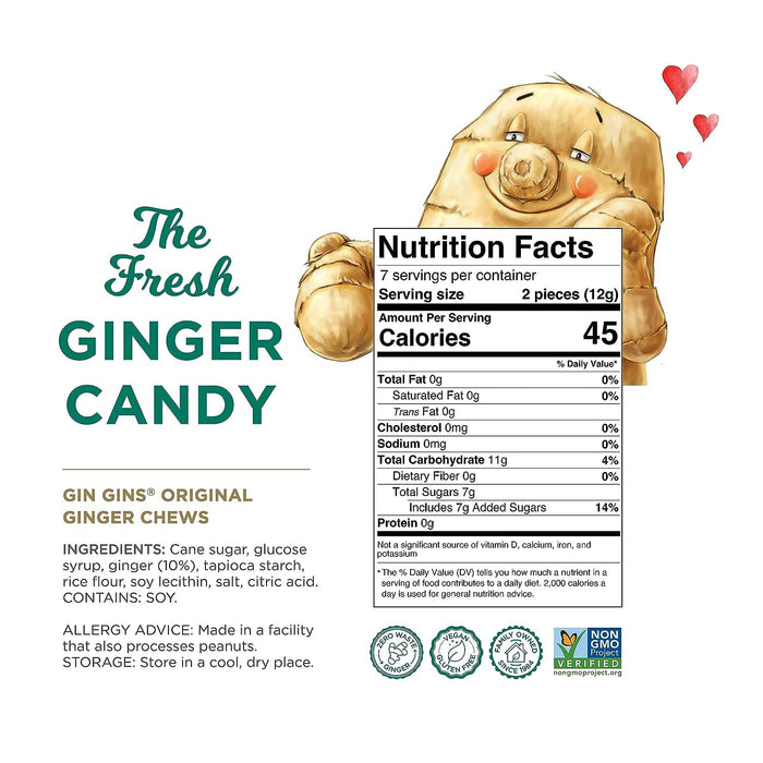 The Ginger People Gin Gins Chewy Original Ginger Candy 3 oz