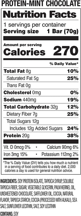 Probar  Organic Mint Chocolate Core Bar   2.46 Oz