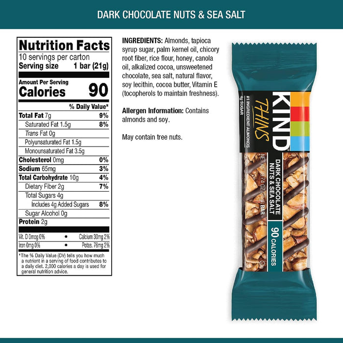 Kind  Thins Dark Chocolate Nuts & Sea Salt Peanut   7.4 Oz