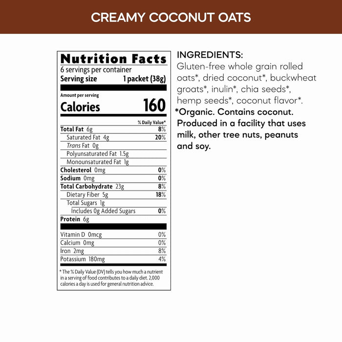 Nature'S Path  Organic Qi'A Superfood Hot Oatmeal Creamy Coconut   8 Oz