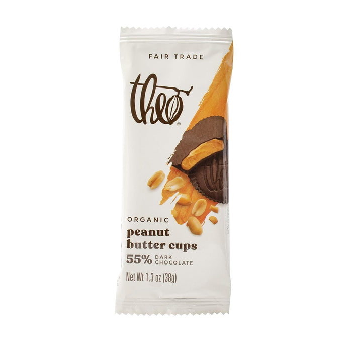 Theo Chocolate Organic Peanut Butter Cups 55% Dark Chocolate 1.3 Oz