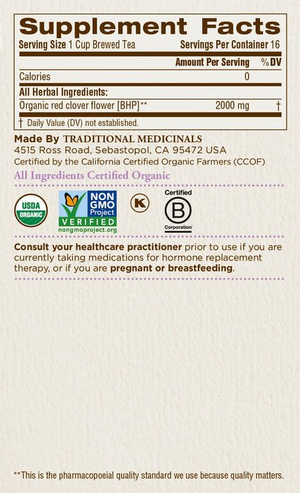 Traditional Medicinals  Herb Tea Red Clover  16 Bag