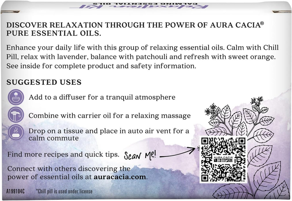 Aura Cacia  Discover Relaxation Essential Oil Kit Each Of 4/  1 Each  4/.25 Fl Oz