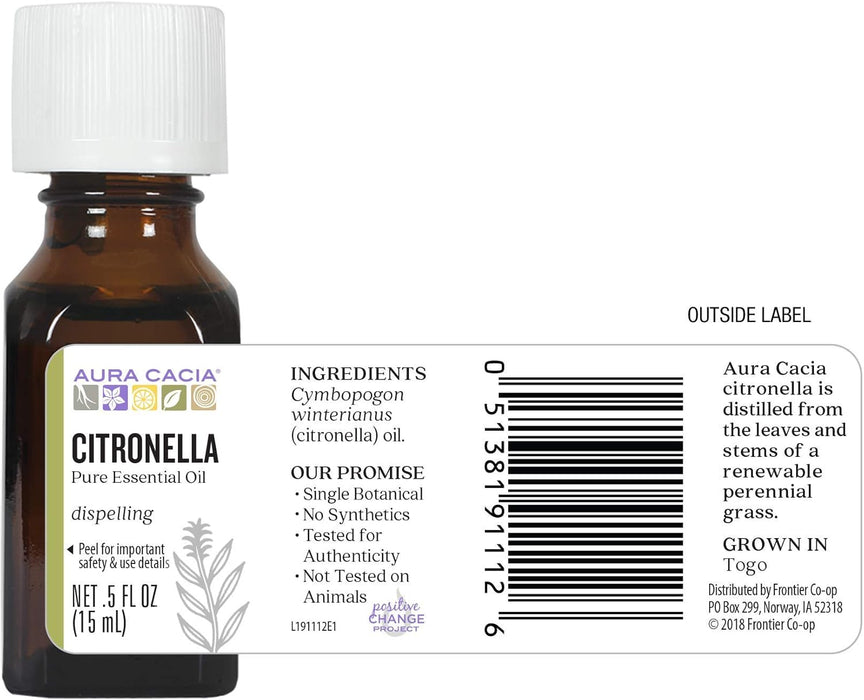 Aura Cacia  Pure Essential Oil Citronella Java  1 Each  0.5 Oz