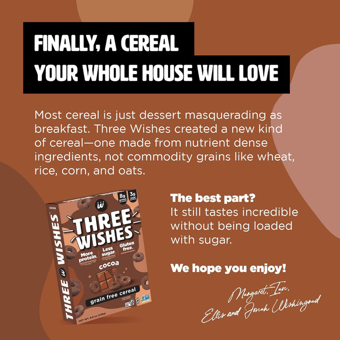 Three Wishes  Cereal Cocoa Chocolate Gluten Free Box   8.6 Oz