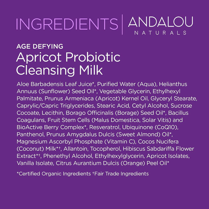 Andalou Naturals Cleansing Milk For Dry Sensitive Apricot Probiotic 6 Oz