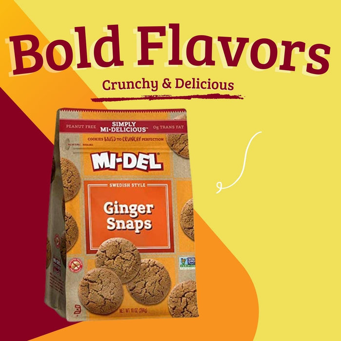 Mi-Del  Swedish Style Ginger Snaps Ginger Flavored Cookies Bag  10 Oz