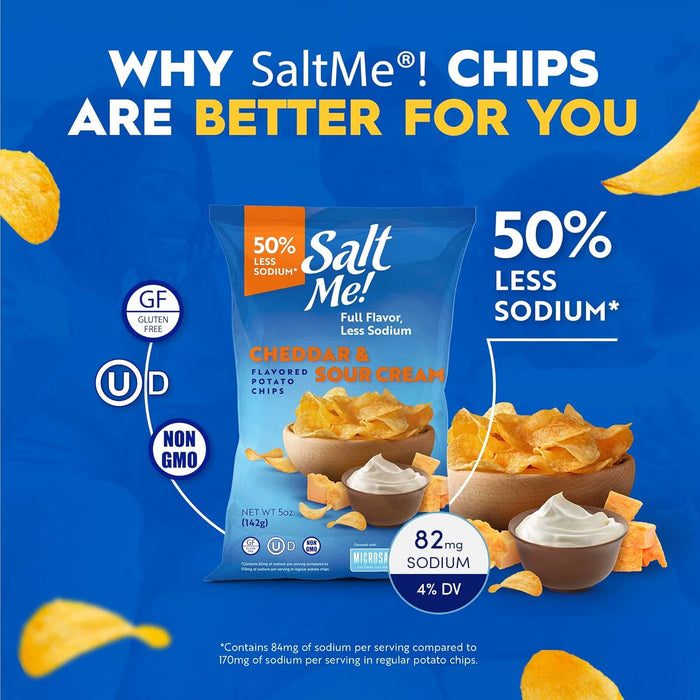 SaltMe Low Salt Sour Cream and Cheddar Chips 5 OZ