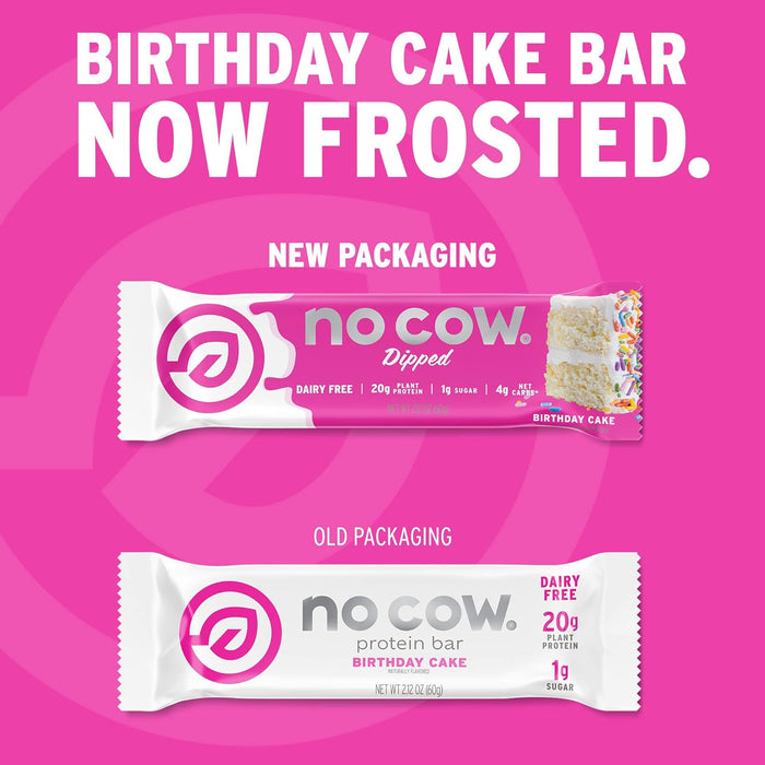 No Cow Bar  Protein Bar Birthday Cake   2.12 Oz