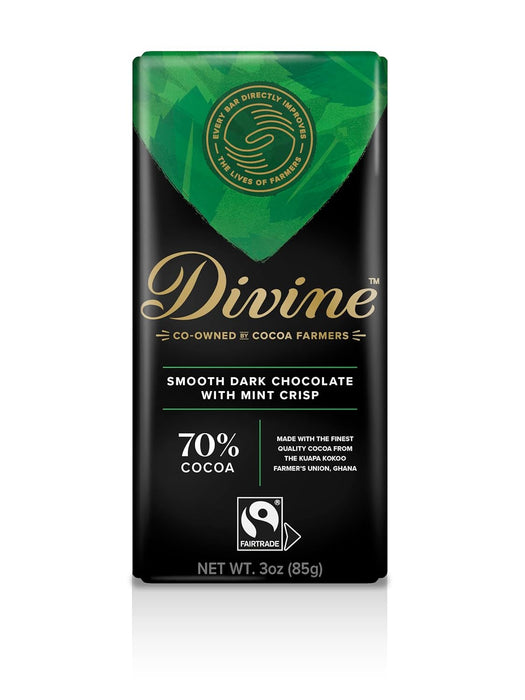 Divine Chocolate  Smooth Dark Chocolate With Mint Crisp   3 Oz