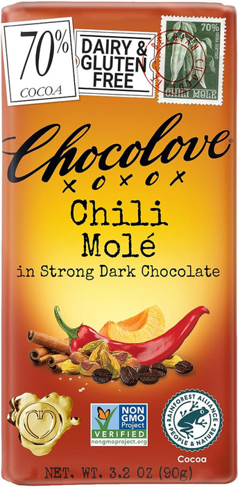 Chocolove  Chili Mole In Strong Dark Chocolate Bar   3.2 Oz