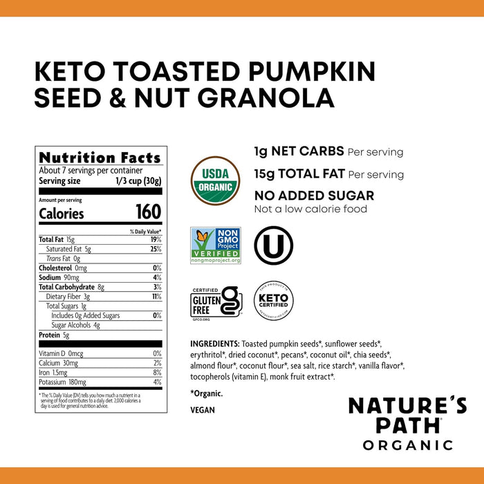 Nature'S Path Organic Toasted Pumpkin Seed & Vanilla Granola Pouch 8 Oz