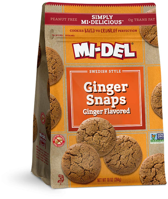 Mi-Del  Swedish Style Ginger Snaps Ginger Flavored Cookies Bag  10 Oz