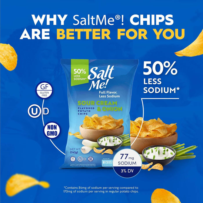 SaltMe Potato Chips 50% Less Sodium Low Salt Sour Cream Onion 5 OZ