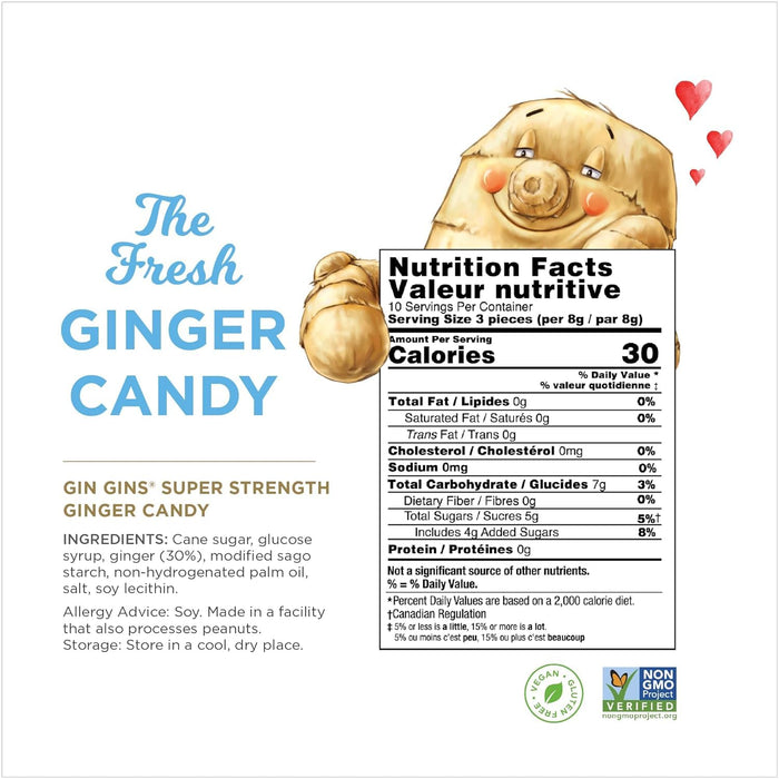 The Ginger People Gin Gins Super Strength Strong Ginger Candy 3 oz