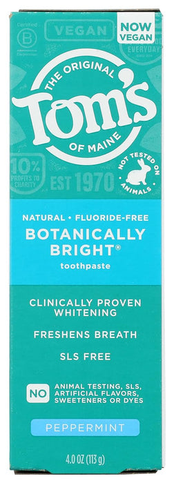 Toms of Maine Botanically Bright Peppermint FF Toothpaste 4 OZ