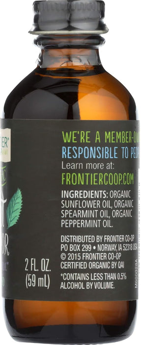 Frontier Nat Prod Co-Op  Organic Mint Flavor Alcohol Free  1 Each  2 Oz