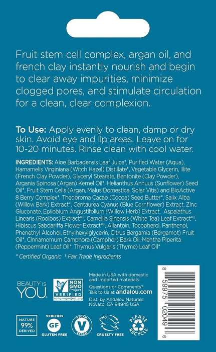 Andalou Naturals Instant Clarity Face Mask Argan Oil & Blue Clay 0.28 Oz