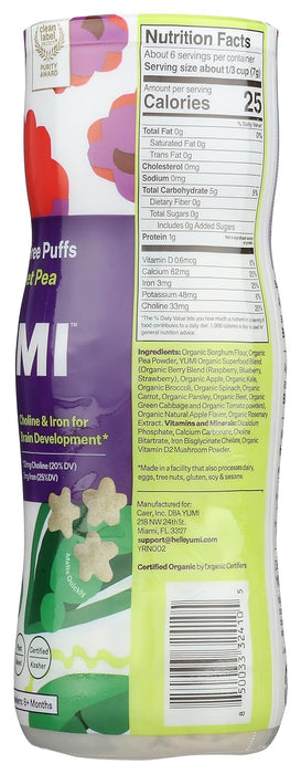 Yumi Organic Berry Sweet Pea Rice Free Puffs 1.5 OZ