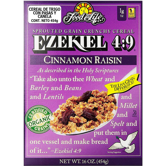 Food For Life Ezekiel Sprouted Grain Crunchy Cereal Cinnamon Raisin 16 Oz