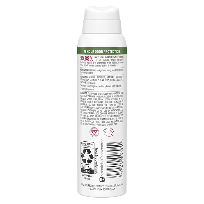 Schmidt's Natural Deodorant Spray Rose Vanilla 3.2 oz