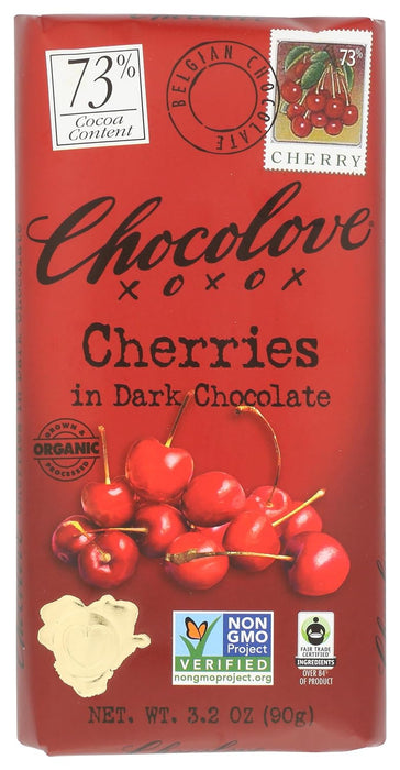 Chocolove  Organic Cherries In Dark Chocolate Bar   3.2 Oz