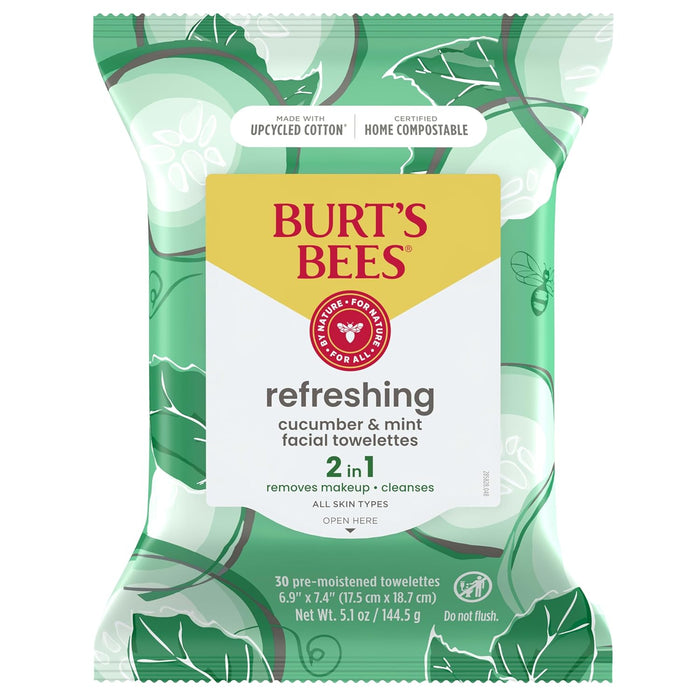 Burt'S Bees Refreshing Pre Moistened Facial Cleanser Towelettes 30 CT