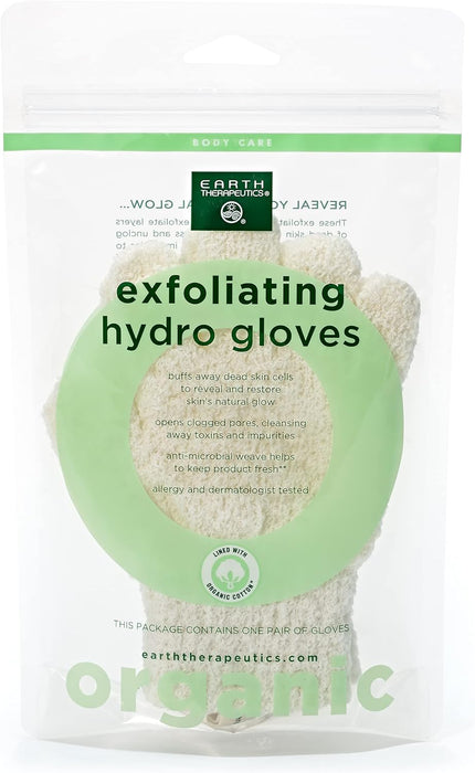 Earth Therapeutics Organic Cotton Exfoliating Gloves 1 Pack