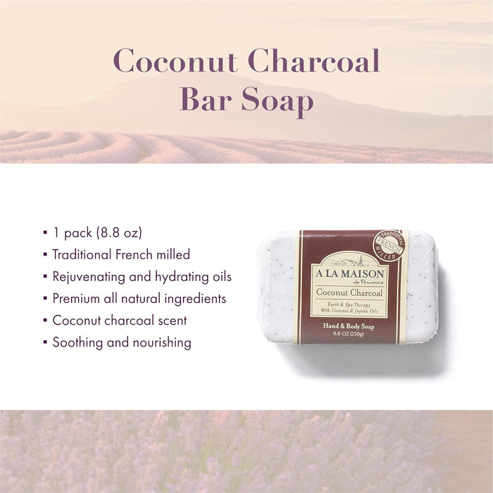 A La Maison  Bar Soap Coconut Charcoal  1 Each  8.8 Oz