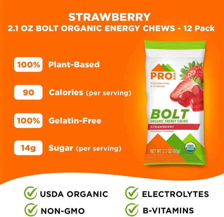 Probar  Bolt Organic Energy Chews Strawberry   2.1 Oz