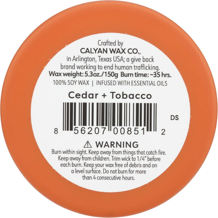 Calyan Wax Co  Cedar + Tobacco Soy Candle    5.3 Oz