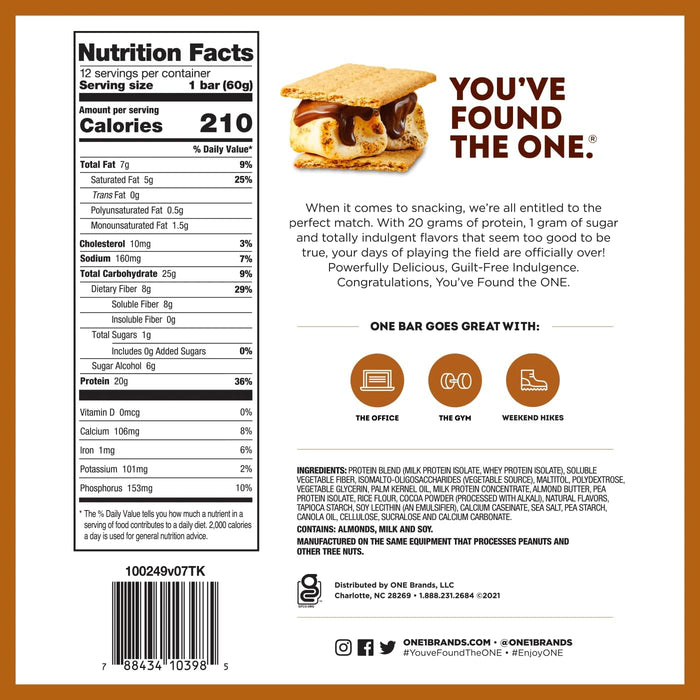 One  Flavored Protein Bar S'Mores   60 Gr