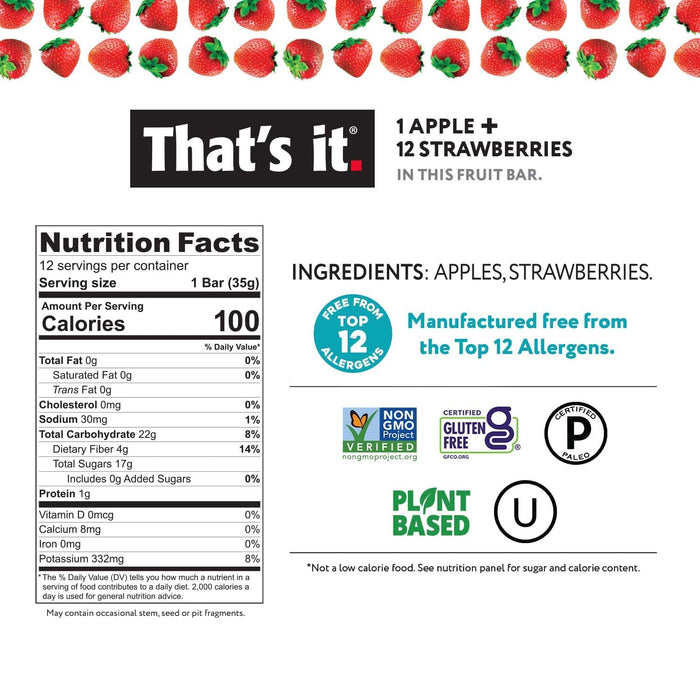 That`S It  Fruit Bar Apple And Strawberry   1.2 Oz