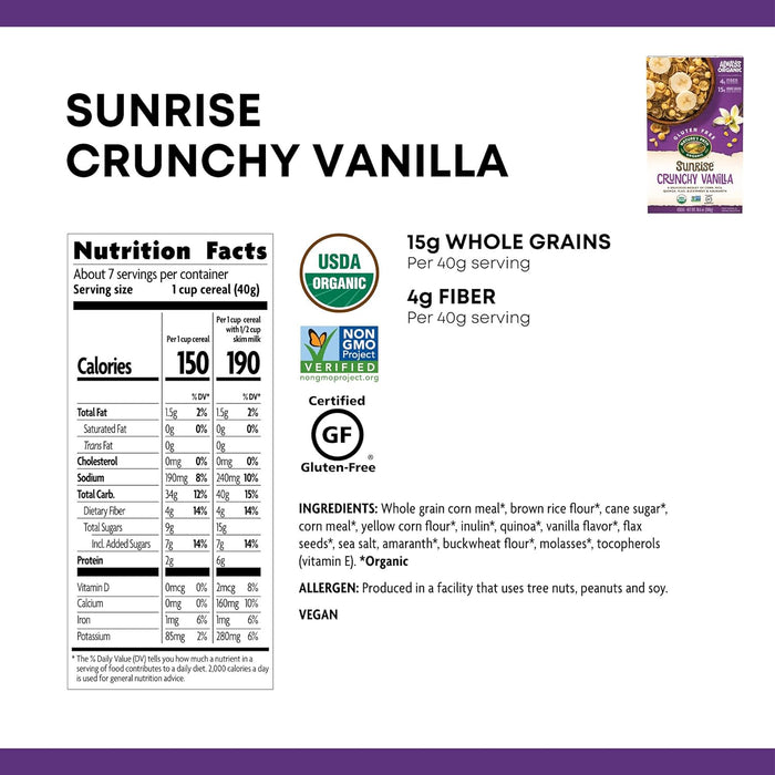 Nature'S Path  Organic Sunrise Crunchy Vanilla Cereal   10.6 Oz