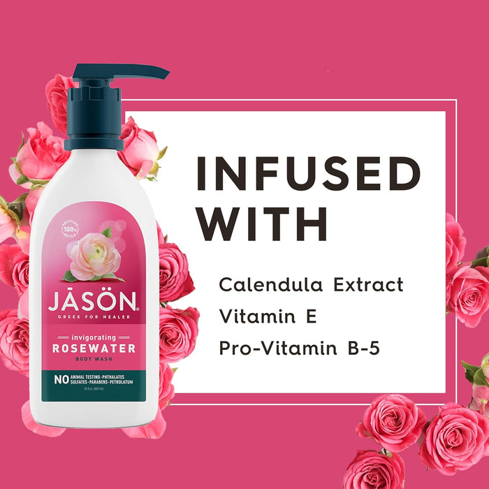 Jason Natural Products  Body Wash Pure Invigorating Rosewater 30 Fl