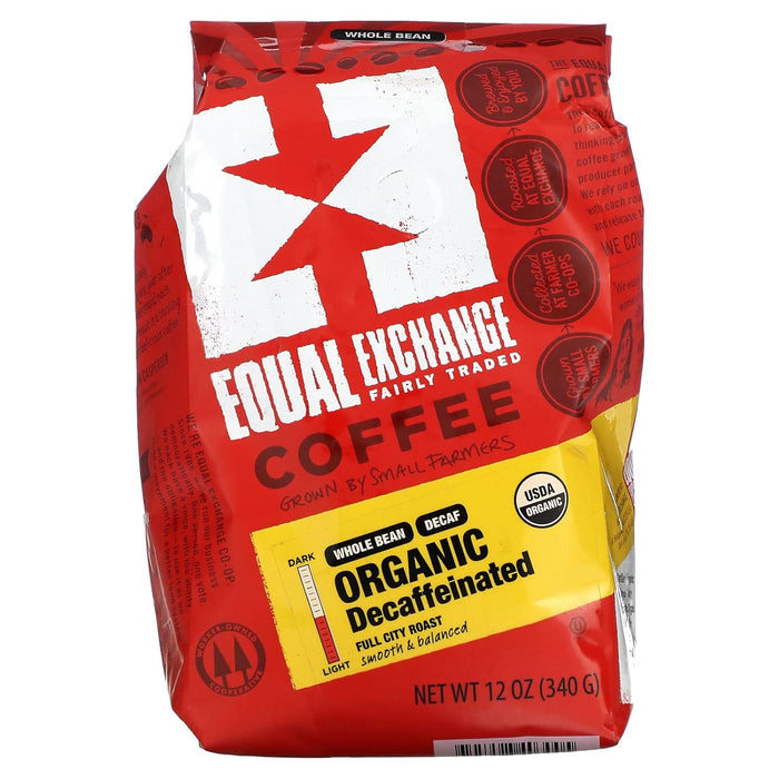 Equal Exchange  Organic Whole Bean Coffee Decaf   12 oz