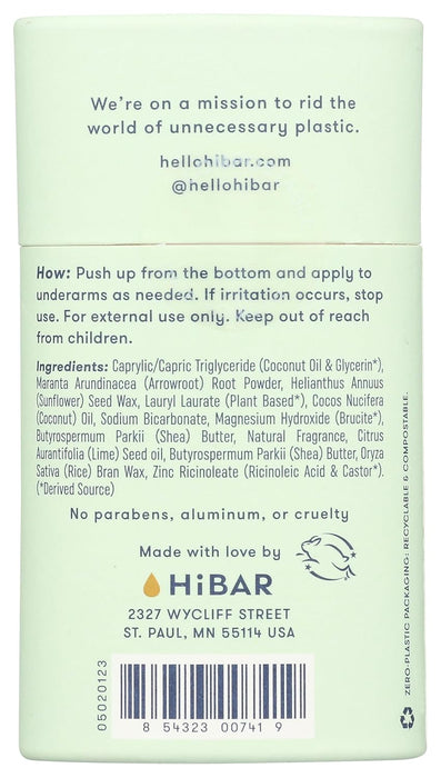 Hibar  Inc  Bergamot And Cedar Deodorant  1 Each  2.25 Oz