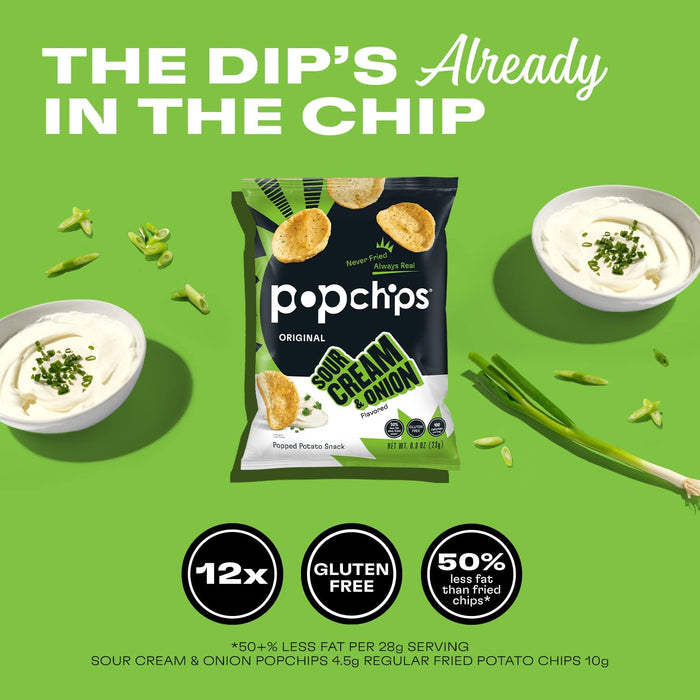 Popchips  Popped Chip Snack  Potato Sour Cream And Onion  .8 Oz