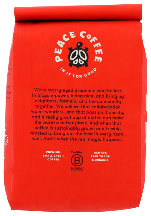 Peace Coffee  Organic Fair Trade Birchwood Blend Medium Roast Whole Bean   12 oz