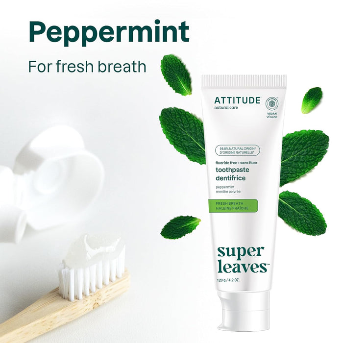 ATTITUDE Fluoride-Free Toothpaste Fresh Breath Peppermint 4.2 Oz