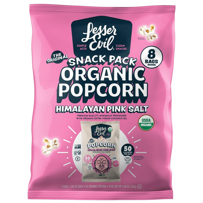 Lesser Evil  Popcorn With Himalayan Pink Salt Organic  8/.46 Oz