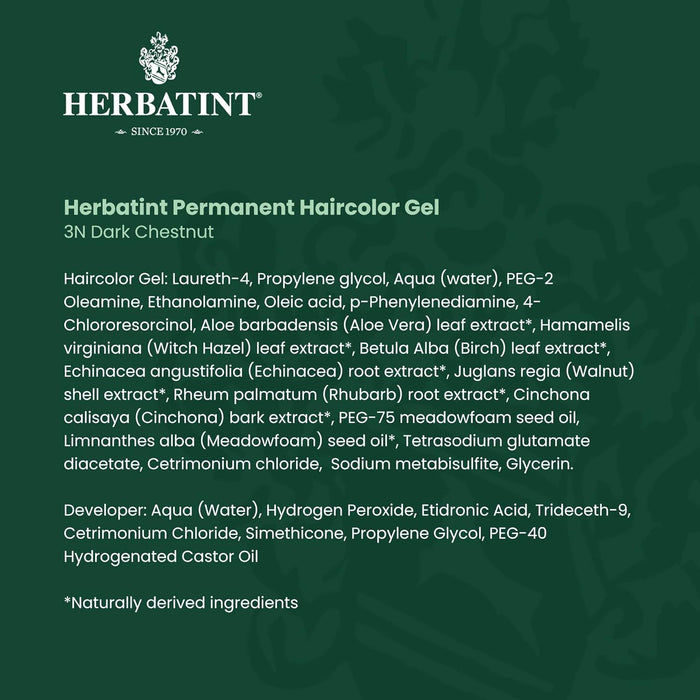 Herbatint  Permanent Haircolour Gel 3N Dark Chestnut  1 Each  4 Oz