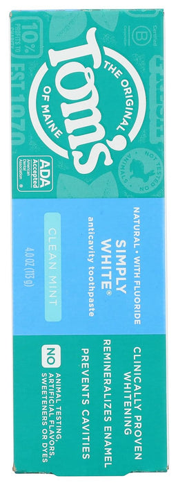 Toms of Maine Simply White Clean Mint Toothpaste 4 OZ