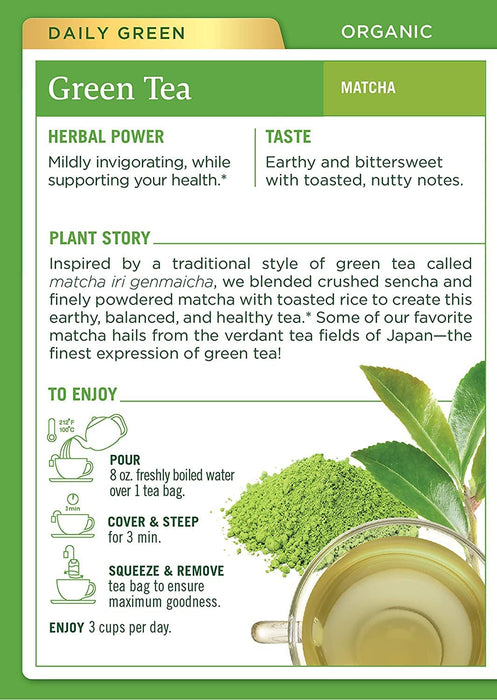 Traditional Medicinals  Green Tea Matcha W Toasted Rice  16 Bag
