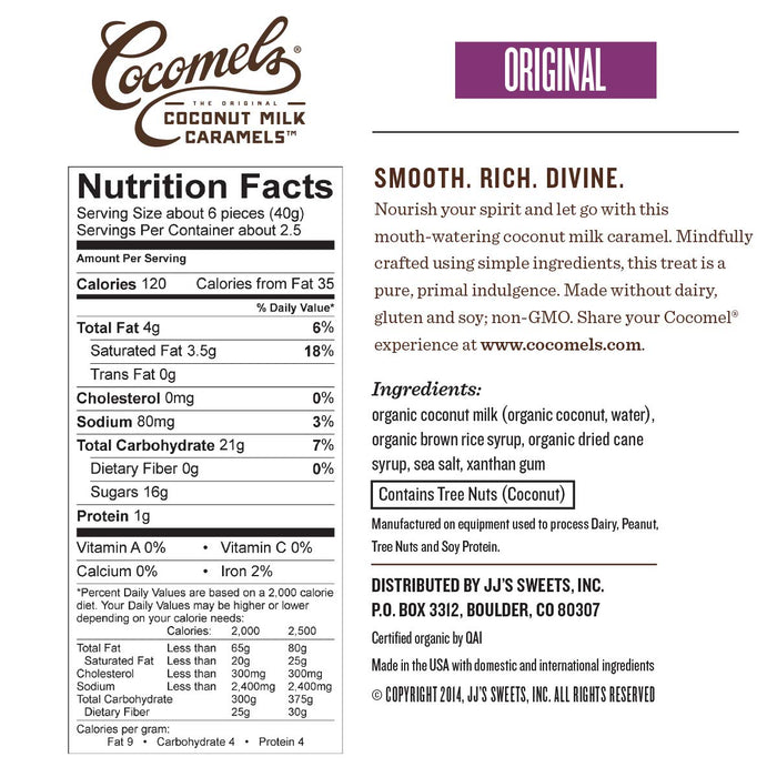 Cocomels Organic Coconut Milk Caramels Original 3.5 oz