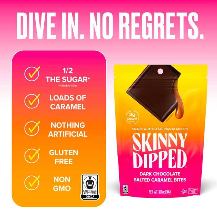 Skinnydipped  Dark Chocolate Salted Caramel Bites   3.17 Oz