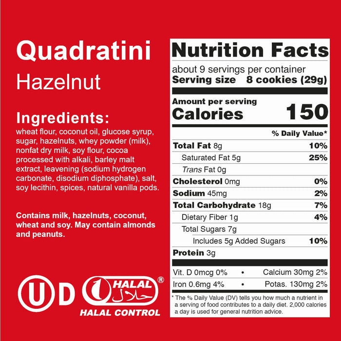 Loacker  Quadratini Hazelnut Wafer Cookies  8.82 Oz