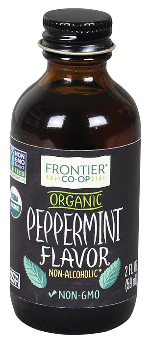 Frontier Nat Prod Co-Op  Organic Peppermint Flavor Alcohol Free  1 Each  2 Oz